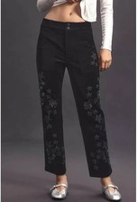 Pilcro Anthropologie Womens Black Beaded Star The Wanderer Relaxed Leg Pants 27 picture