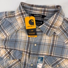 Carhartt Plaid Shirt Mens XL Blue Montana Bozeman Rugged Flex TW7284-M picture