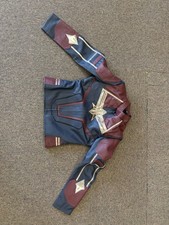 ⁠Marvel Captain Marvel Carol Danvers Biker Leather Jacket Cosplay picture