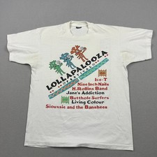Vintage 1991 Lollapalooza T-Shirt Men Extra Large White Festival Single Stitch * picture