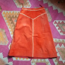 Rare Vintage Bonnie Cashin 1960s Suede A Line Skirt - Orange Persimmon ✨️ picture