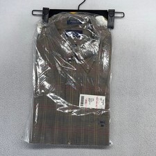 Vintage Gant Shirt Mens 16.5 34/35 Brown Plaid Country Twill Houndstooth New 90s picture