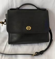 Vintage Coach Court Bag 9870 Black Leather Crossbody Top Handle Bag picture