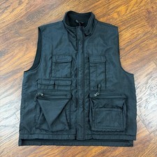 VINTAGE GAP Vest Mens L Black Nylon Full Zip Utility Cargo Lined Outdoors 90s picture