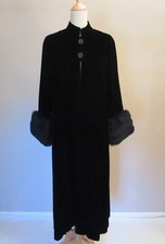 Vintage 1960s Lilli Diamond Black Velvet Rayon Coat w/ Faux Fur Cuffs NOS Unworn picture