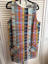 Anthropologie Plus Eva Franco Plaid Shift Dress Size 16W NWT Textured Pocket picture