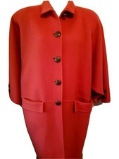 Vintage Rare OSCAR DE LA RENTA Oversized Coat Womens Red Wool Overcoat size 4 picture
