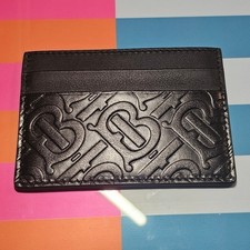 NWOT Burberry TB Monogram Cardholder Black Leather Embossed Wallet picture
