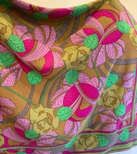 Authentic Lanvin Paris 100% Silk Scarf 33x33 Abstract Geometric Floral Hand#2 picture