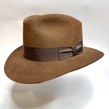 Stetson Indiana Jones Brown Felt Fedora Hat 1980s Size 7 1/2 Mint picture