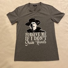 Doc Holliday Tombstone Forgive Me If I Don't Shake Hands  T-Shirt Dark Gray SZ S picture
