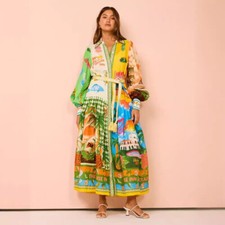 Women's Boho Maxi Long Sleeve Linen Dress Summer Party Cocktail Beach Sundress picture