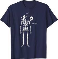Boop Well Funny Skeleton Cat Knocking Head Unisex T-Shirt picture