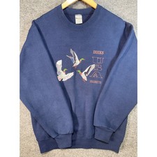 Marathon Apparel Ducks Unlimited Sweatshirt Mens Medium Blue Vintage USA Made picture