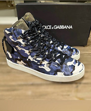 Dolce & Gabbana Men's High Top Camo Sneakers Lace Up Zip Blue 10.5US 9.5UK picture