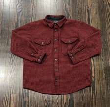 C.C. Filson Shirt Jacket Men’s Large Red Black Houndstooth Wool Nylon picture