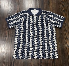 J. Crew Terry Cloth Polo Shirt Men’s XL Blue White Geometric Cotton  picture