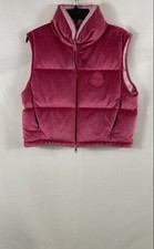 Moncler Women's Pink Velvet Puffer Vest Quilted Down Full Zip Sz 2 picture