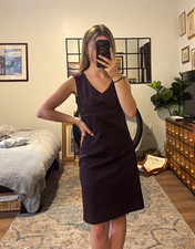 NWT LAVIA Purple Wool Blend Sheath Dress V-Neck Sleeveless Knee EU 40 picture