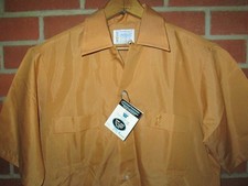 DEADSTOCK NWT Penney's Vtg 60s Loop Collar TOWNCRAFT Bronze Shirt fleur de lis S picture