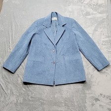 VTG Samuel Robert Jacket Womens 10 Blue Ultrasuede Blazer Coat Made In USA picture