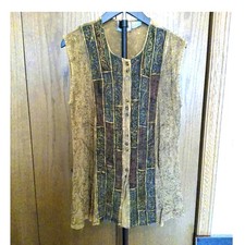 BHags Vintage Style Embroidered Patchwork flowy Gold Metallic Boho tank picture
