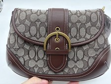 Coach CJ814 Signature Jacquard Maple Brown Shoulder Handbag Outlet Fast Shipping picture
