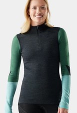 $140 Smartwool Women’s IntraKnit Wool 1/4 Zip Thermal Base Layer-Charcoal-Small picture