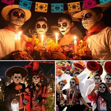 18PCS Day of the Dead Face Tattoos Sugar Skull Catrina Halloween Makeup Kit picture