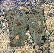 GUAPI Star Patch Denim Jeans Size 32 Light Wash picture
