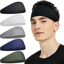 5 Pack Sports Headbands Men Women Sweatbands Moisture Wicking Workout Running picture