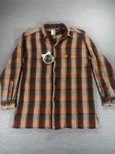 Vintage Laundromat Flannel Shirt Mens L NOS Deadstock Herringbone Plaid Nepal picture