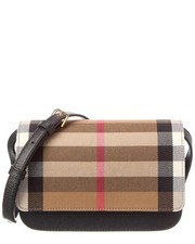 NEW BURBERRY MADISON BLACK CHECK CANVAS LEATHER CROSSBODY SHOULDER BAG picture