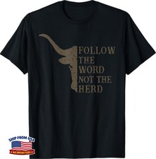 Follow The Word Not The Herd Christian Cow T-shirt picture