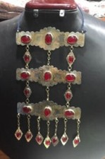 CARNELIAN VINTAGE TURKOMEN MEDALLION TRIBAL ATS BOHO GYPSY NECKLACE OOAK picture