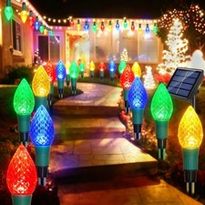 Windpnn 20-Pack Solar C9 Multi-color Garden Stake Lights for Christmas Tree, Gar picture