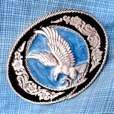 Western Eagle Belt Buckle Rope Scroll Cowboy Biker Sportsman Vtg 90s GAP .SHY244 picture