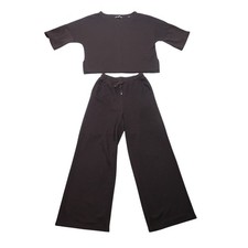 Vintage Max Studio Dark Brown Knit Set T-Shirt Wide Leg Pants S picture