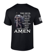 Mens Christian T-shirt Devil Thought He'd Won Short Sleeve T-shirt picture