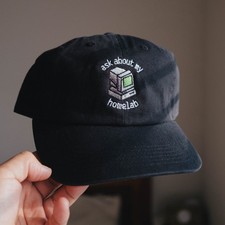 Ask About My Homelab 90s Retro Computer Embroidered Hat picture