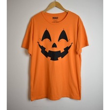 Mad Engine Shirt Pumpkin Face Orange  Jack O'Lantern Graphic Halloween Tee picture