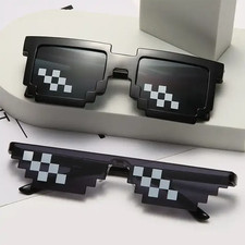Mosaic Sunglasses 2-Pack Black | Retro Pixelated Glasses Unisex Funny Festival picture