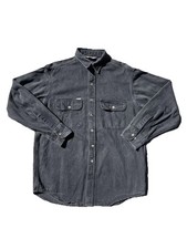 Carhartt Rugged Outdoor Men's XL Black Denim Long Sleeve Button-Up Shirt Pocket picture