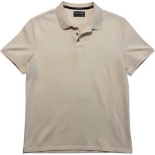 CLEARANCE-Calvin Klein Men's Light Cream Polo with Subtle Dot Texture picture