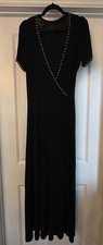 Vintage Double D Ranchwear Black Studded Maxi Wrap Dress - Size Med picture