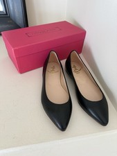 L'Artigiano di Brera MILANO Pointed Toe Black Leather Ballet Flats NIB Size 37 picture