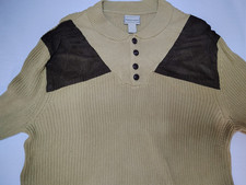 Boulder Creek Sweater Mens XL Big Tan Suede Elbow Patch Henley Shooting Hunting picture