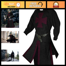 Medieval Crusader Costume for Men - Templar Knight Tunic, Retro Halloween Cospla picture
