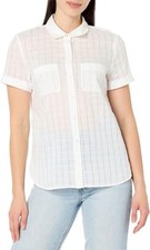 Nautica Womens Button Front Short Sleeve Camp Shirt Bright White Size S NWT picture