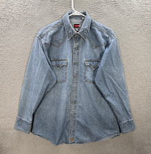 Vintage B&D By Panhandle Slim Shirt Adult Large Blue Denim Pearl Snap 90s Y2K picture